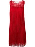 Alberta Ferretti Abito Fringe Dress - Red