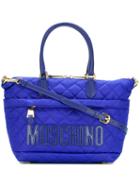 Moschino Quilted Logo Tote, Women's, Blue