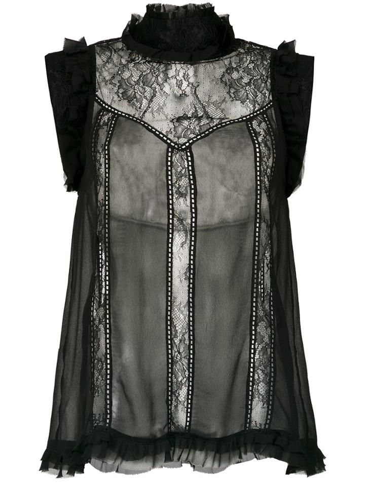 Andrea Bogosian Lace Insert Blouse - Black