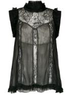 Andrea Bogosian Lace Insert Blouse - Black