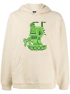 Brain Dead Brain Print Long Sleeve Hoodie - Neutrals