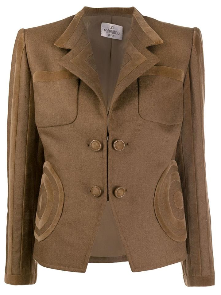 Valentino Pre-owned 1990's Velvet Appliqués Fitted Blazer - Brown