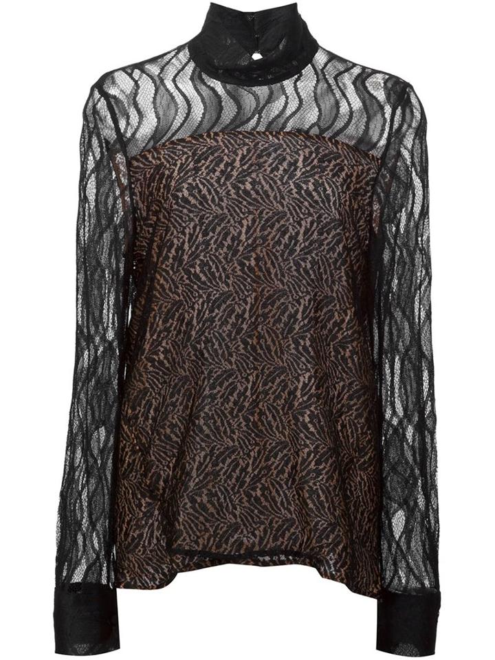 Prabal Gurung Mock Neck Lace Blouse