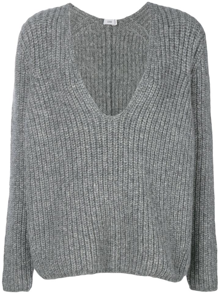 Closed V-neck Jumper - Grey