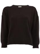 Saint Laurent Grunge Crew Neck Sweater, Women's, Size: Medium, Black, Cotton/acrylic