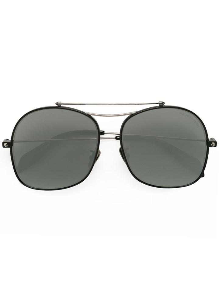 Alexander Mcqueen Eyewear Square Aviator Sunglasses - Black