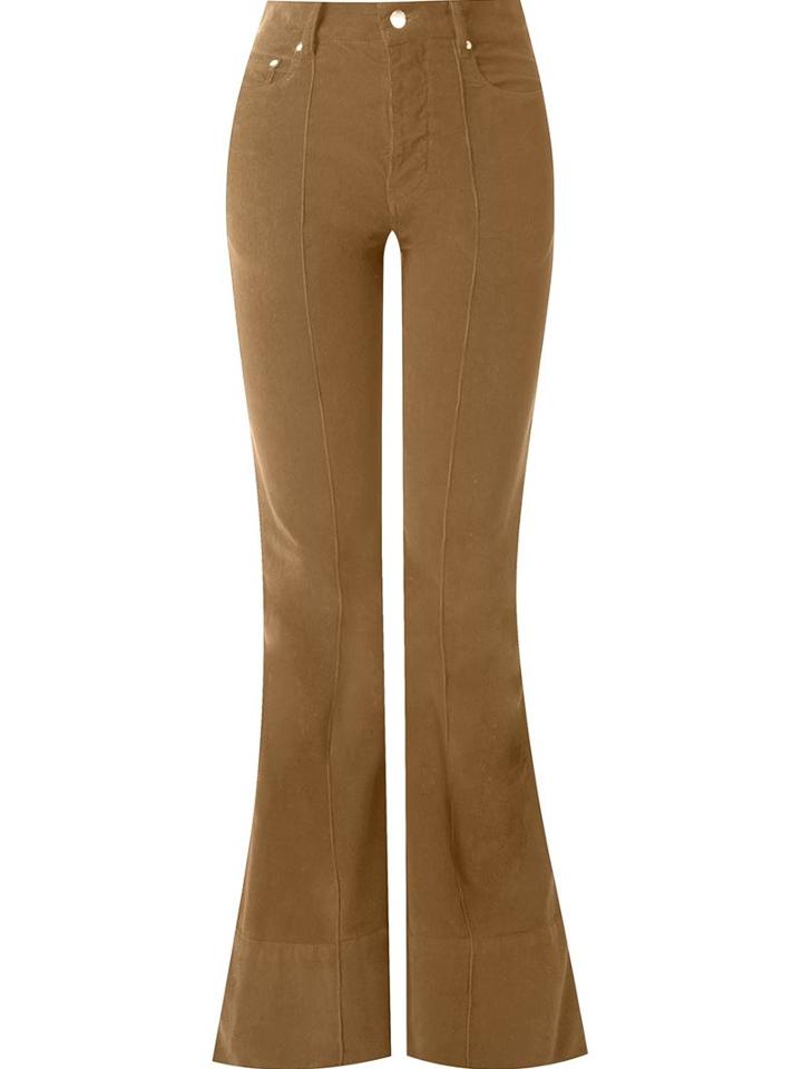 Amapô Flared Velvet Trousers, Women's, Size: 46, Brown, Cotton/spandex/elastane
