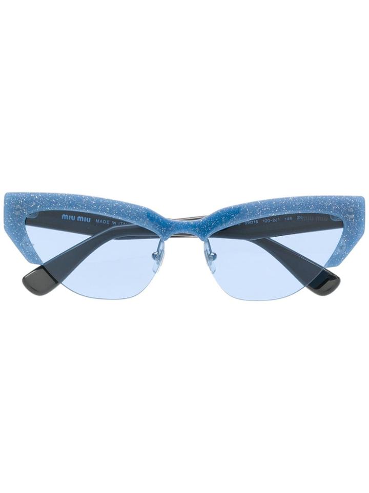 Miu Miu Eyewear Cat Eye Glitter Sunglasses - Blue