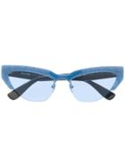 Miu Miu Eyewear Cat Eye Glitter Sunglasses - Blue