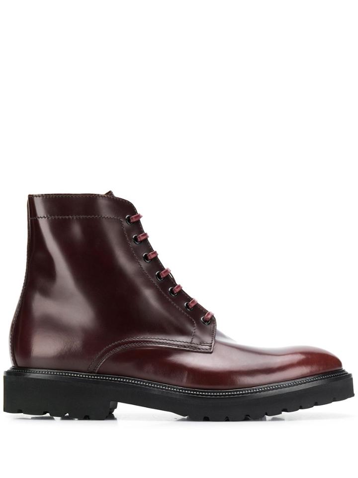 Paul Smith Lace Up Ankle Boots - Red