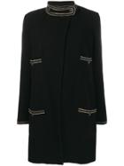 Chanel Pre-owned Stand-up Neck Straight Coat - Black