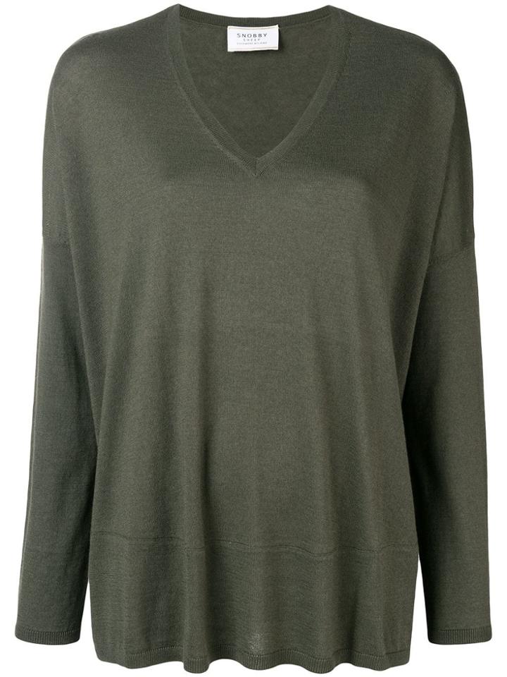 Snobby Sheep Long-sleeve Flared Sweater - Green