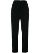 Rochas Tapered Cropped Trousers, Women's, Size: 44, Black, Cotton/viscose/acetate/spandex/elastane