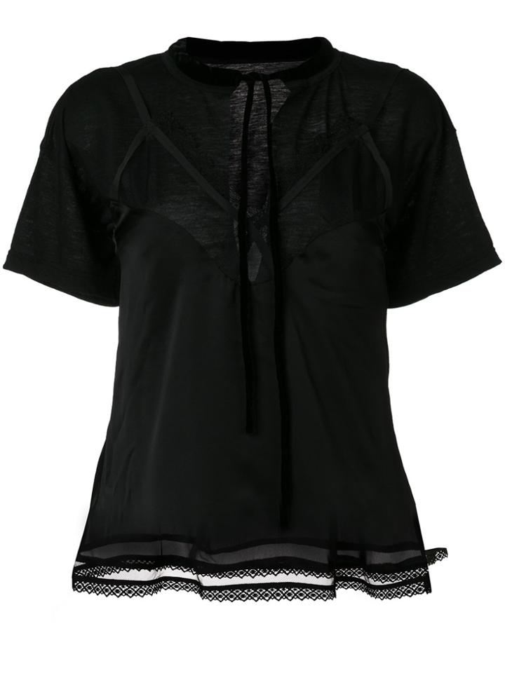 Sacai Lace Insert Blouse - Black