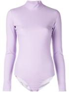 Tibi High Neck Scuba Bodysuit - Purple