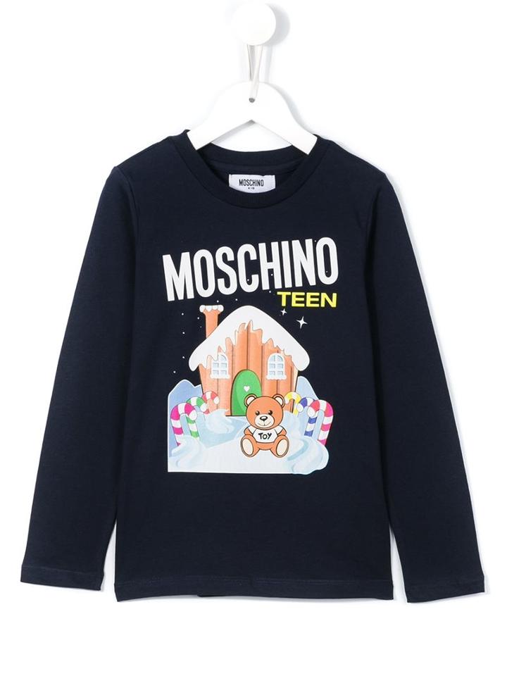 Moschino Kids Teddy Print T-shirt, Boy's, Size: 6 Yrs, Blue