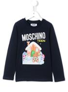 Moschino Kids Teddy Print T-shirt, Boy's, Size: 6 Yrs, Blue