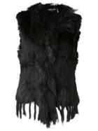 Dolce Cabo Sleeveless Jacket, Women's, Size: Medium, Black, Rabbit Fur