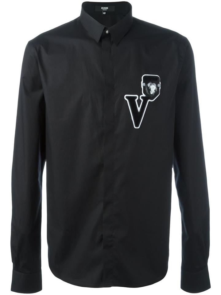 Versus Logo Patch Shirt, Men's, Size: 54, Black, Cotton