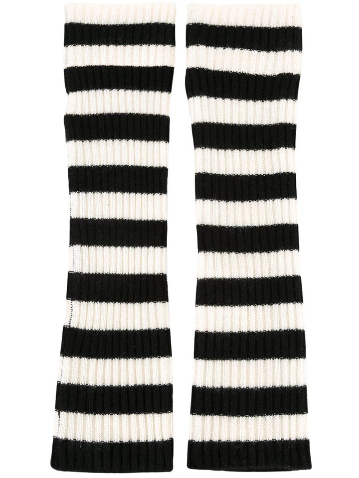 Chinti And Parker - Striped Wrist Warmers - Women - Cashmere - One Size, Black, Cashmere