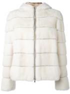 Eleventy Quilted Puffer Jacket, Women's, Size: 42, White, Mink Fur/acetate