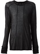 Julius Long Sleeve Semi Sheer T-shirt, Men's, Size: 4, Black, Cotton
