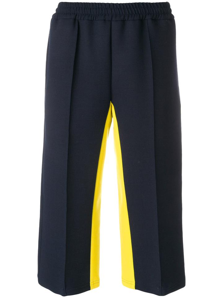 Msgm Cropped Pleated Track Pants - Blue