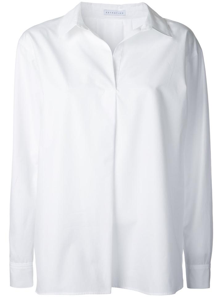 Estnation - Boxy Pleat Shirt - Women - Cotton - 36, White, Cotton