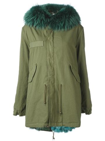Mr & Mrs Italy Lined Hooded Parka, Women's, Size: Small, Green, Cotton/lamb Skin/fox Fur/racoon Fur