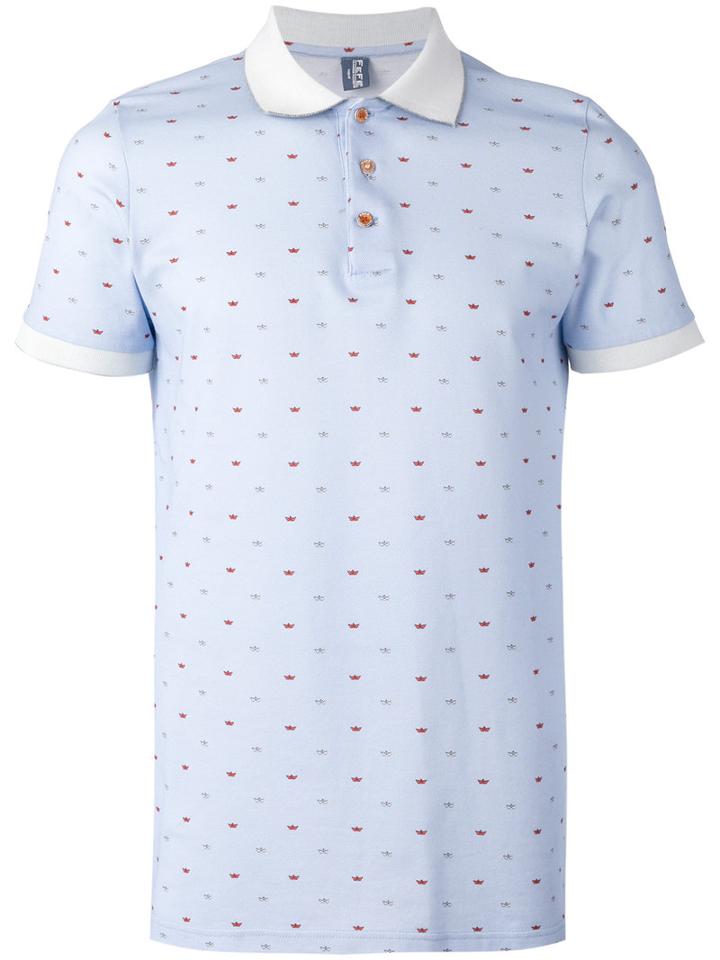 Fefè Boat Print Polo Shirt, Adult Unisex, Size: Small, Blue, Cotton