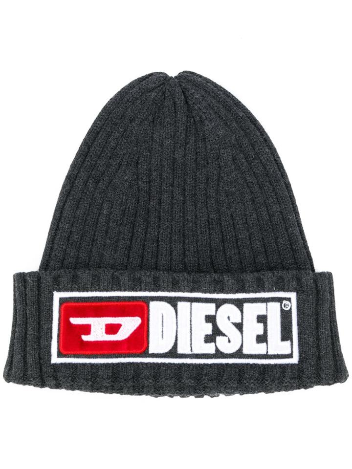 Diesel Ribbed Knit Beanie - Grey