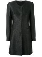 Tagliatore Concealed Placket Coat, Women's, Size: 42, Black, Cotton/polyamide