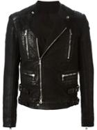 Balmain Biker Jacket, Men's, Size: Large, Black, Cotton/cupro