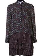 Derek Lam 10 Crosby Printed Shirt Dress, Women's, Size: 2, Blue, Silk