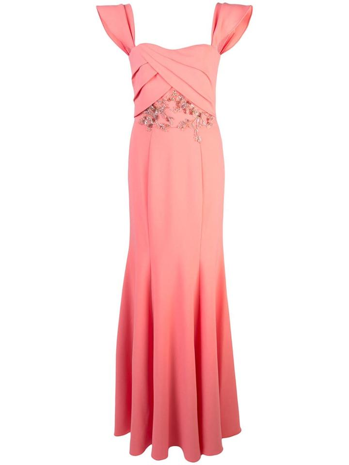 Marchesa Notte Floor Length Dress - Pink