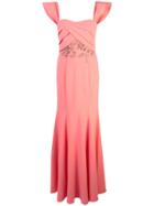 Marchesa Notte Floor Length Dress - Pink