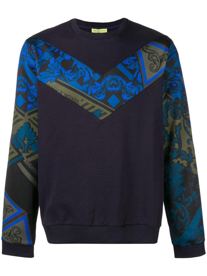 Versace Jeans Printed Insert Jumper - Blue