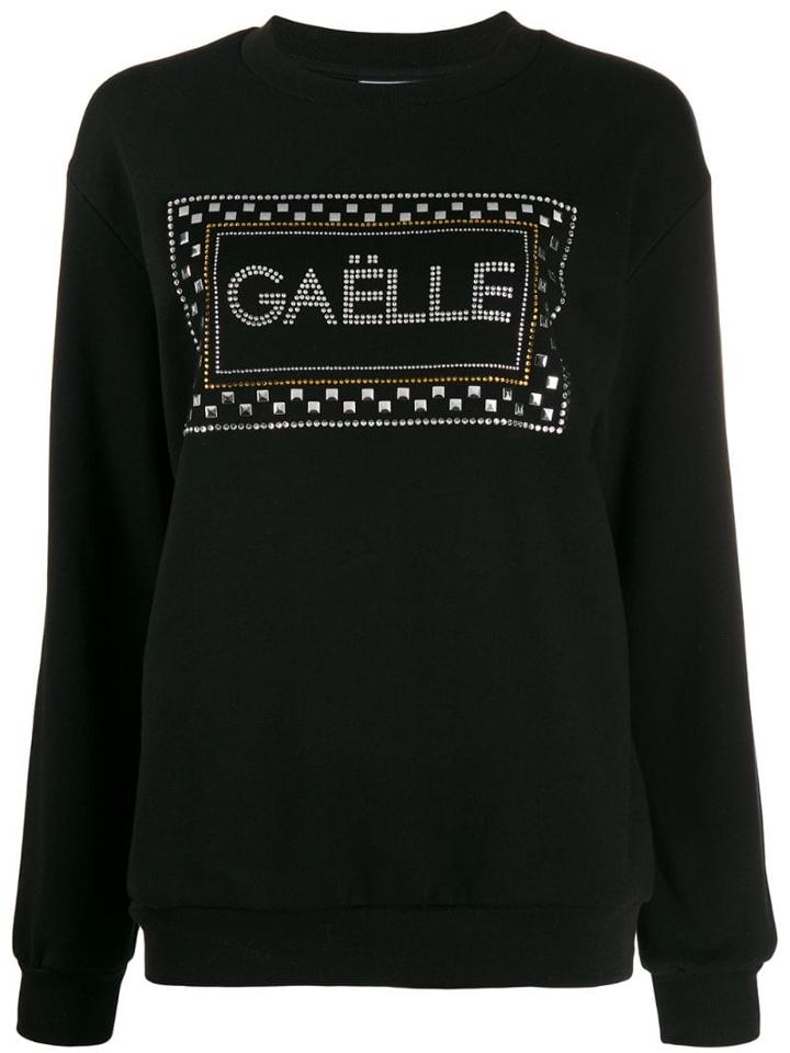 Gaelle Bonheur Embellished Logo Jumper - Black