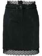 Chanel Pre-owned 2004 Lace Trim Mini Skirt - Black