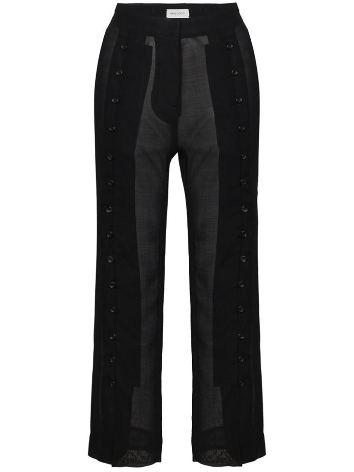 Beau Souci Sheer Virgin Wool Blend Cropped Trousers - Black
