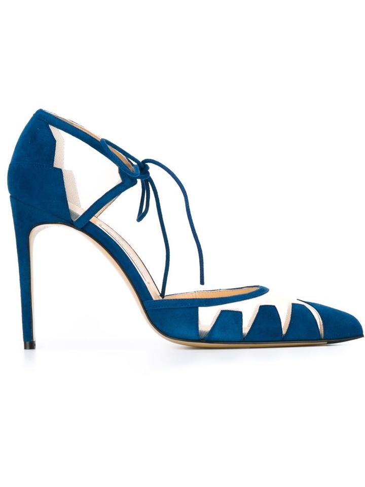 Bionda Castana Lana Pumps, Women's, Size: 39, Blue, Calf Leather/nylon/kid Leather/leather