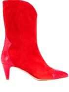 The Seller Snake Embossed Detailed Boots - Red