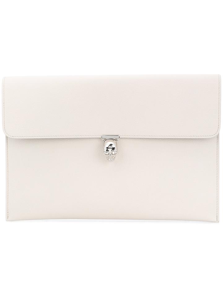 Alexander Mcqueen Skull Flap Clutch - Nude & Neutrals