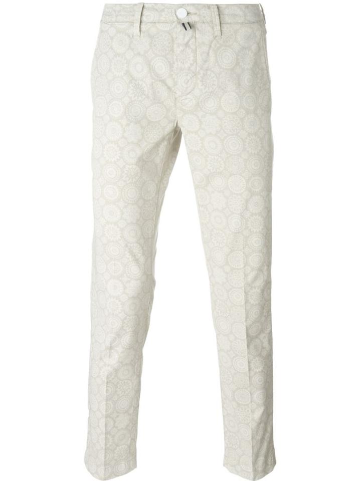 Jacob Cohen Floral Print Trousers, Men's, Size: 33, Nude/neutrals, Cotton/spandex/elastane