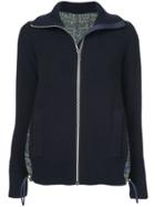 Sacai Embroidered Panelled Cardigan - Blue