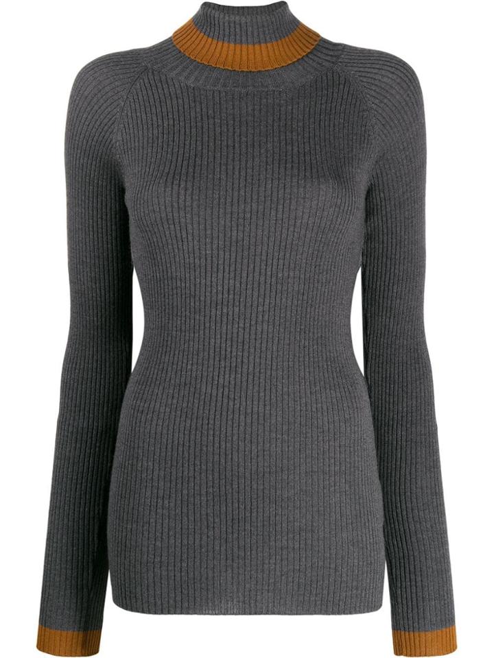 Brag-wette Ribbed Roll-neck Jumper - Grey