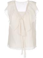 See By Chloé Ruffle Neck Blouse - Nude & Neutrals