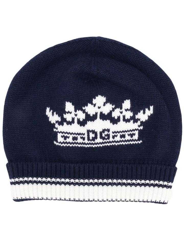 Dolce & Gabbana Cashmere Crown Beanie - Blue