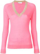 Giada Benincasa V-neck Sweater - Pink & Purple