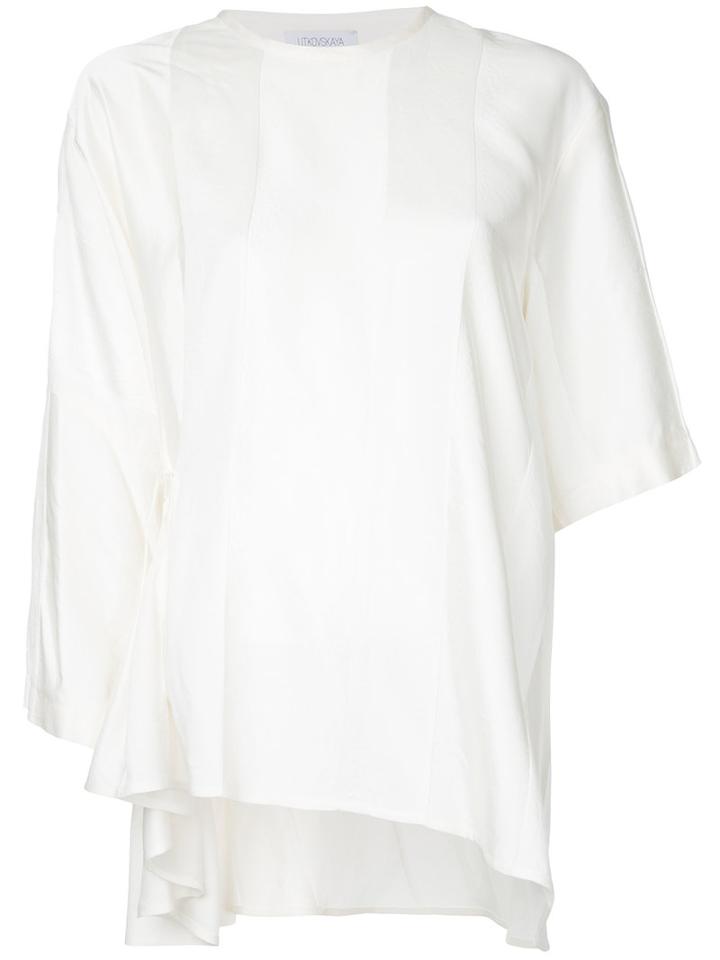 Litkovskaya - Asymmetric Marie Top - Women - Cotton/viscose/viscose Crepe - 36, White, Cotton/viscose/viscose Crepe